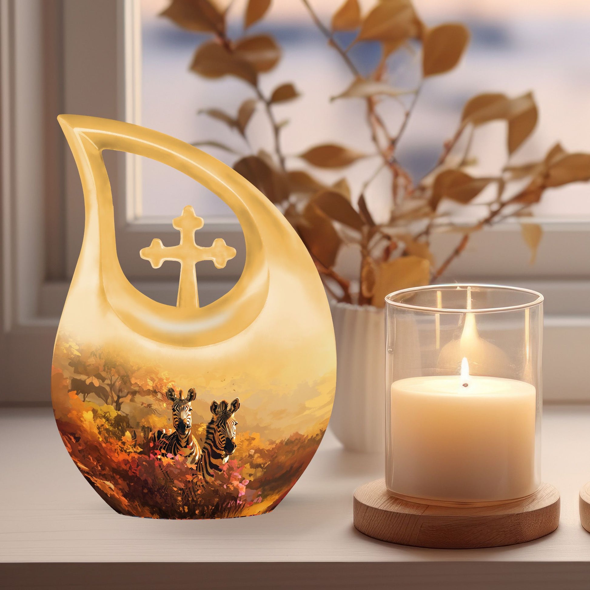 Cross Drop Zebra Urn