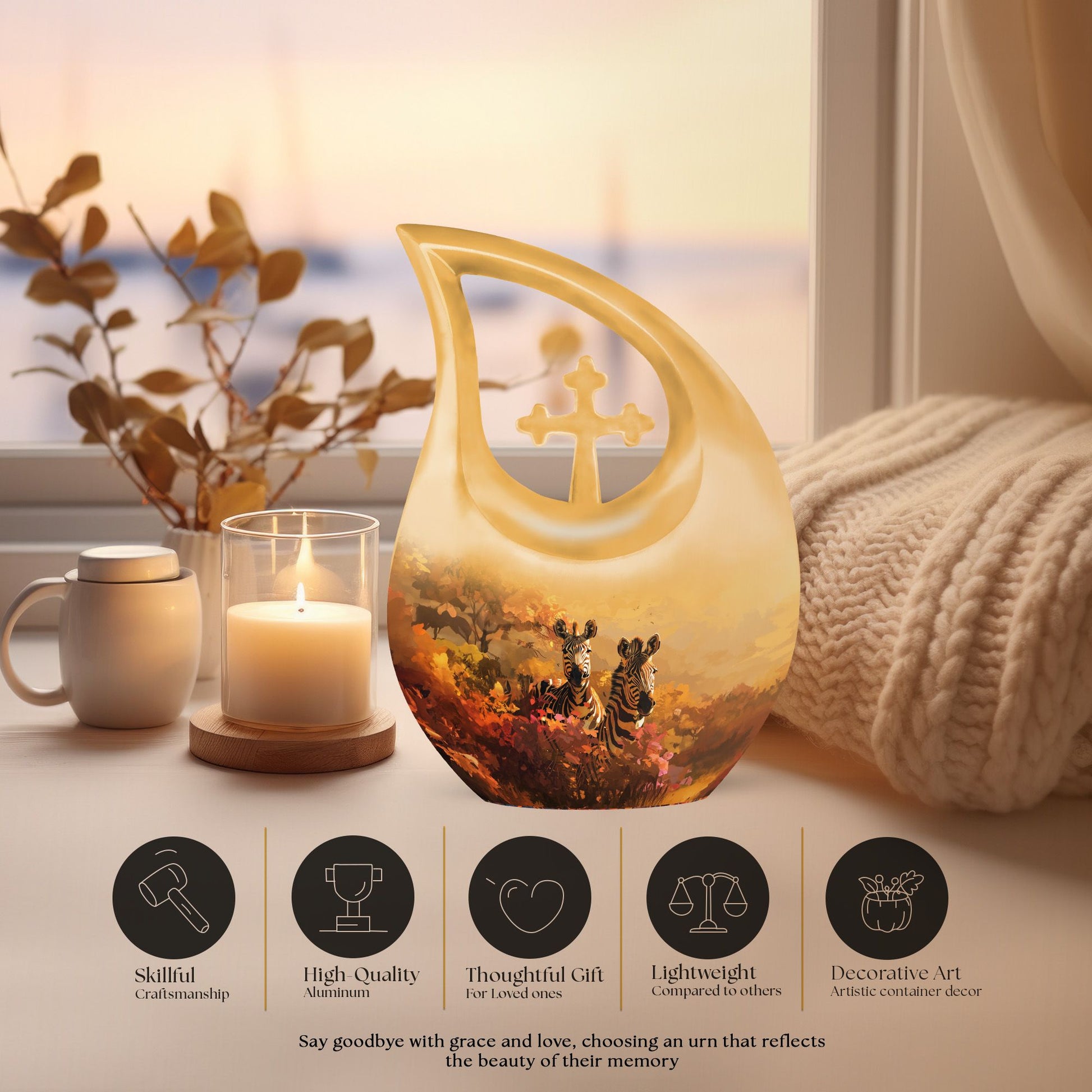 Cross Drop Zebra Urn