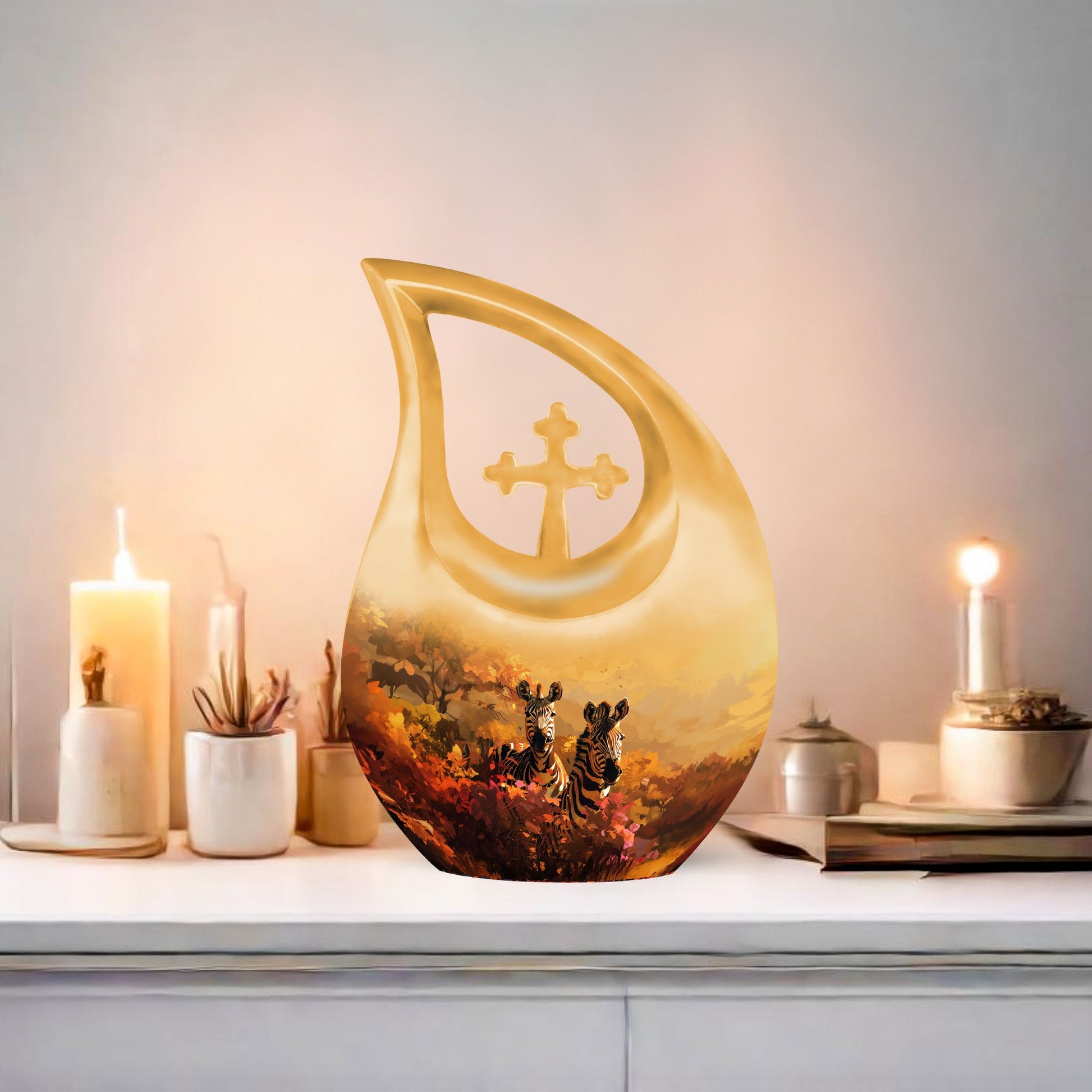 Cross Drop Zebra Urn