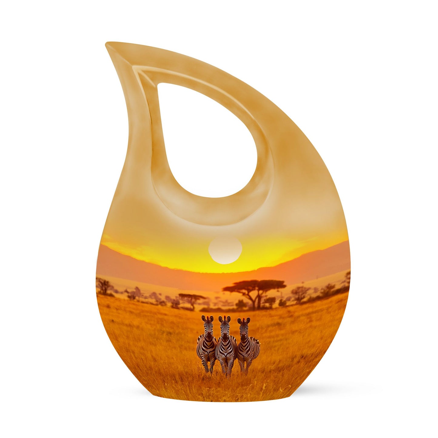 Personalized Zebra Memorial Urn for Human Ashes - 10-inch, 200 cu in - Yatskia