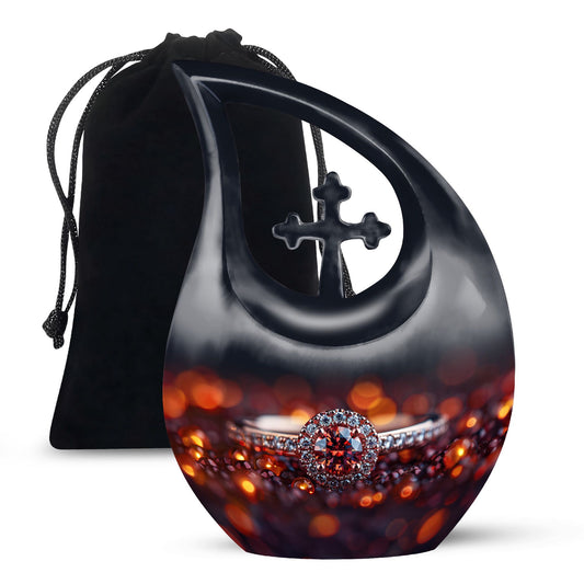 Customizable Cross Drop Ring Urn