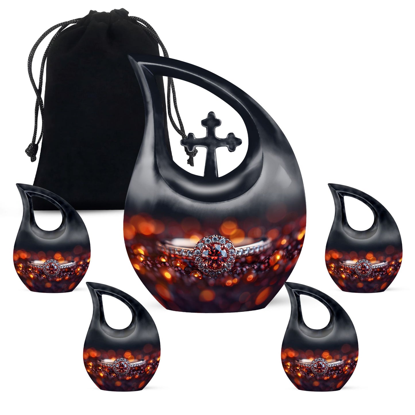 Customizable Cross Drop Ring Urn