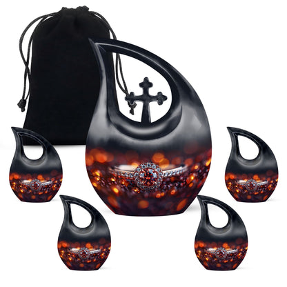 Customizable Cross Drop Ring Urn