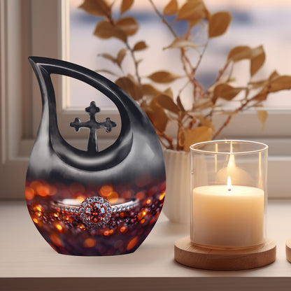 Customizable Cross Drop Ring Urn
