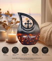 Customizable Cross Drop Ring Urn
