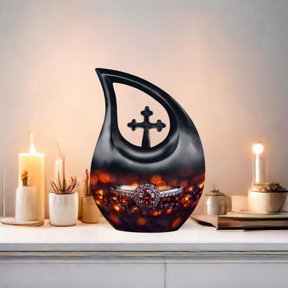 Customizable Cross Drop Ring Urn