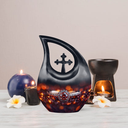 Customizable Cross Drop Ring Urn