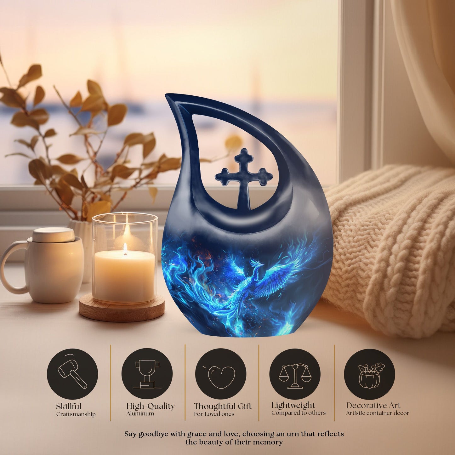 Phoenix Cross Drop Medium Urn