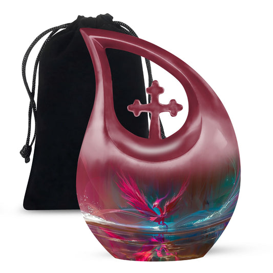 Phoenix themed memorial urn for human ashes