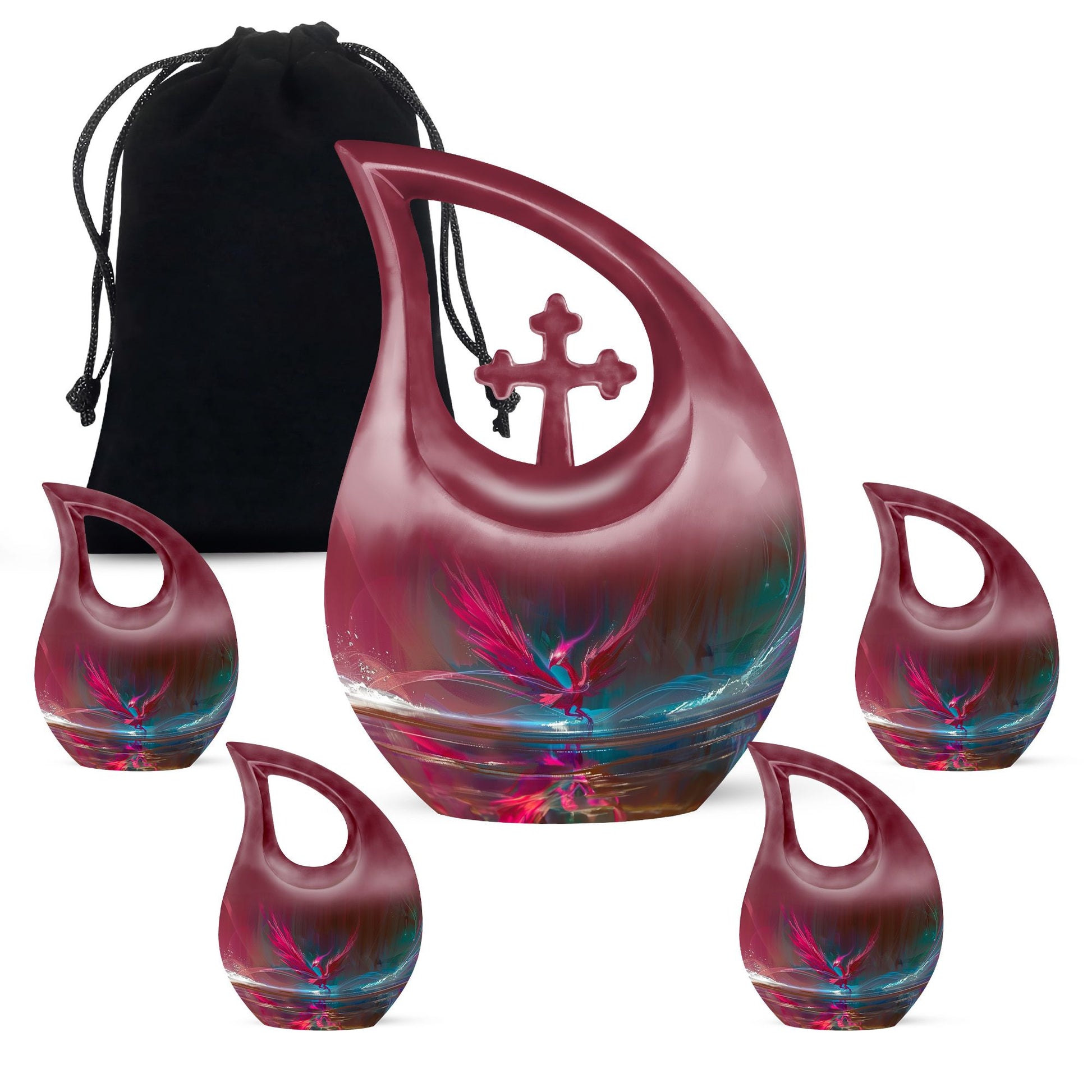 Phoenix themed memorial urn for human ashes