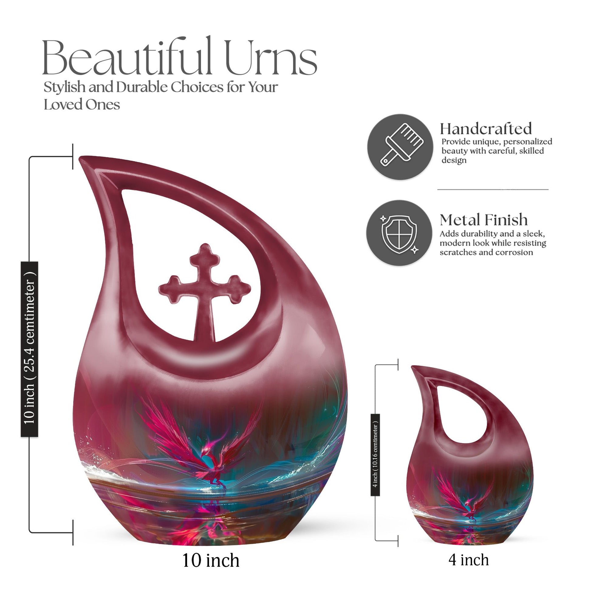 Phoenix themed memorial urn for human ashes