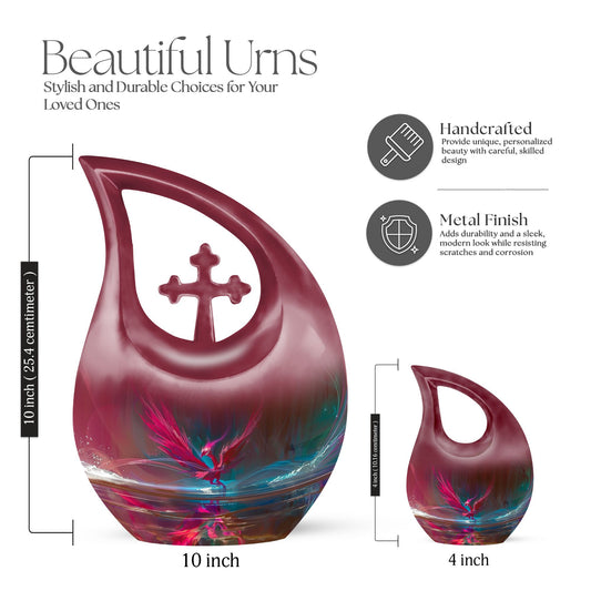 Phoenix themed memorial urn for human ashes
