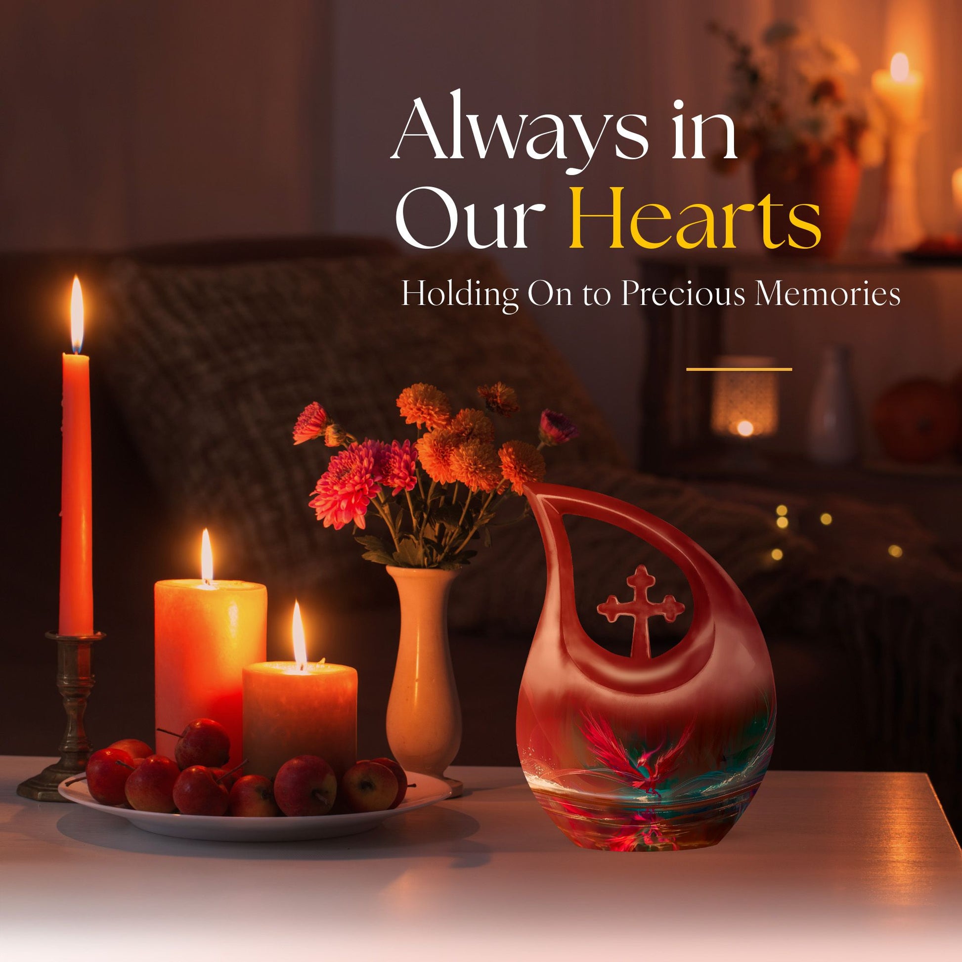 Phoenix themed memorial urn for human ashes