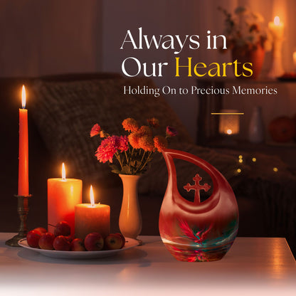 Phoenix themed memorial urn for human ashes