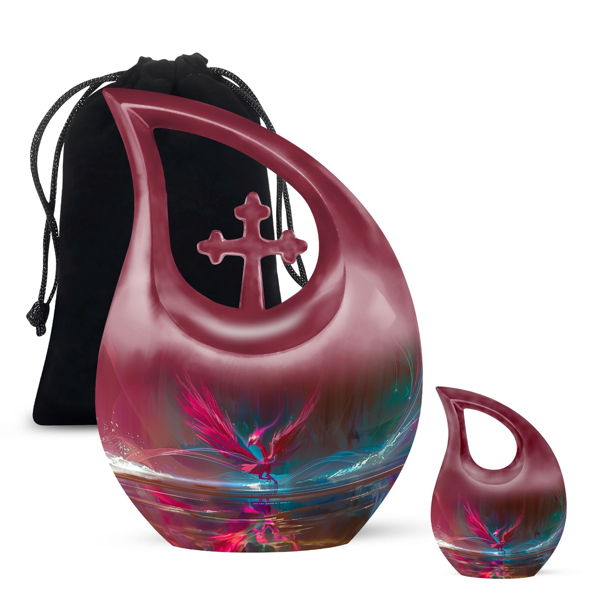 Phoenix themed memorial urn for human ashes