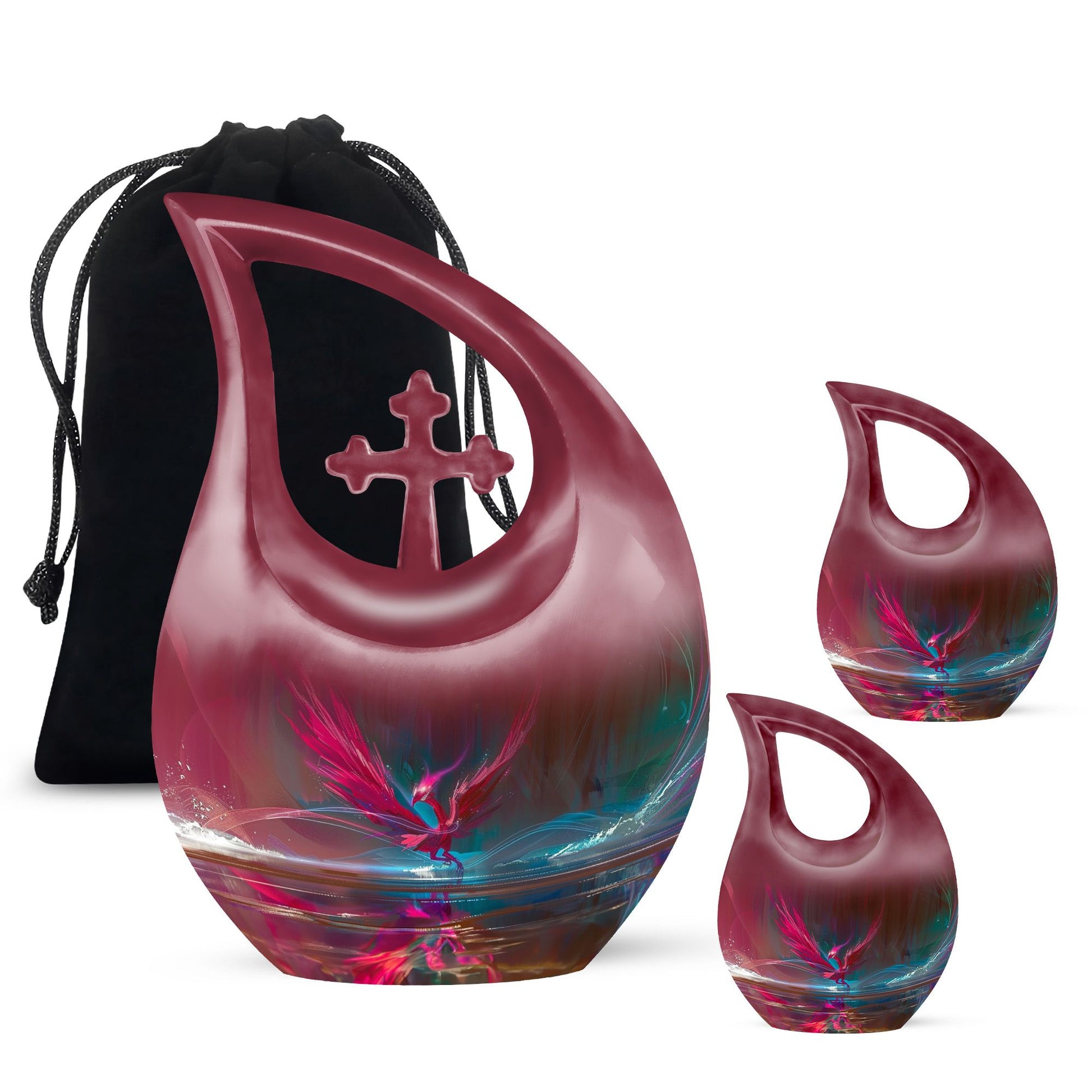 Phoenix themed memorial urn for human ashes