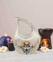 Wolf Themed Cross Drop Cremation Urn