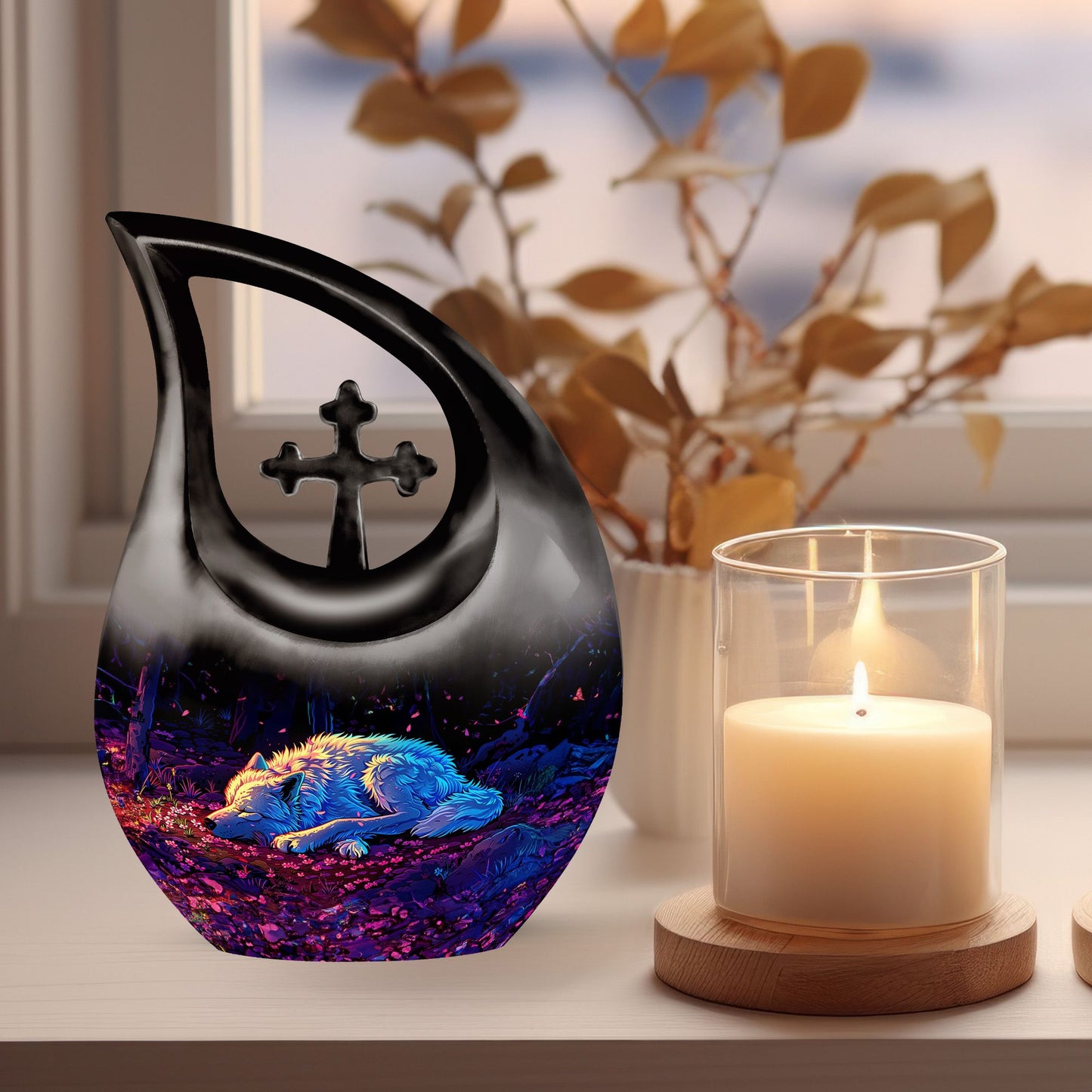 10-inch Cross Drop memorial urn for ashes