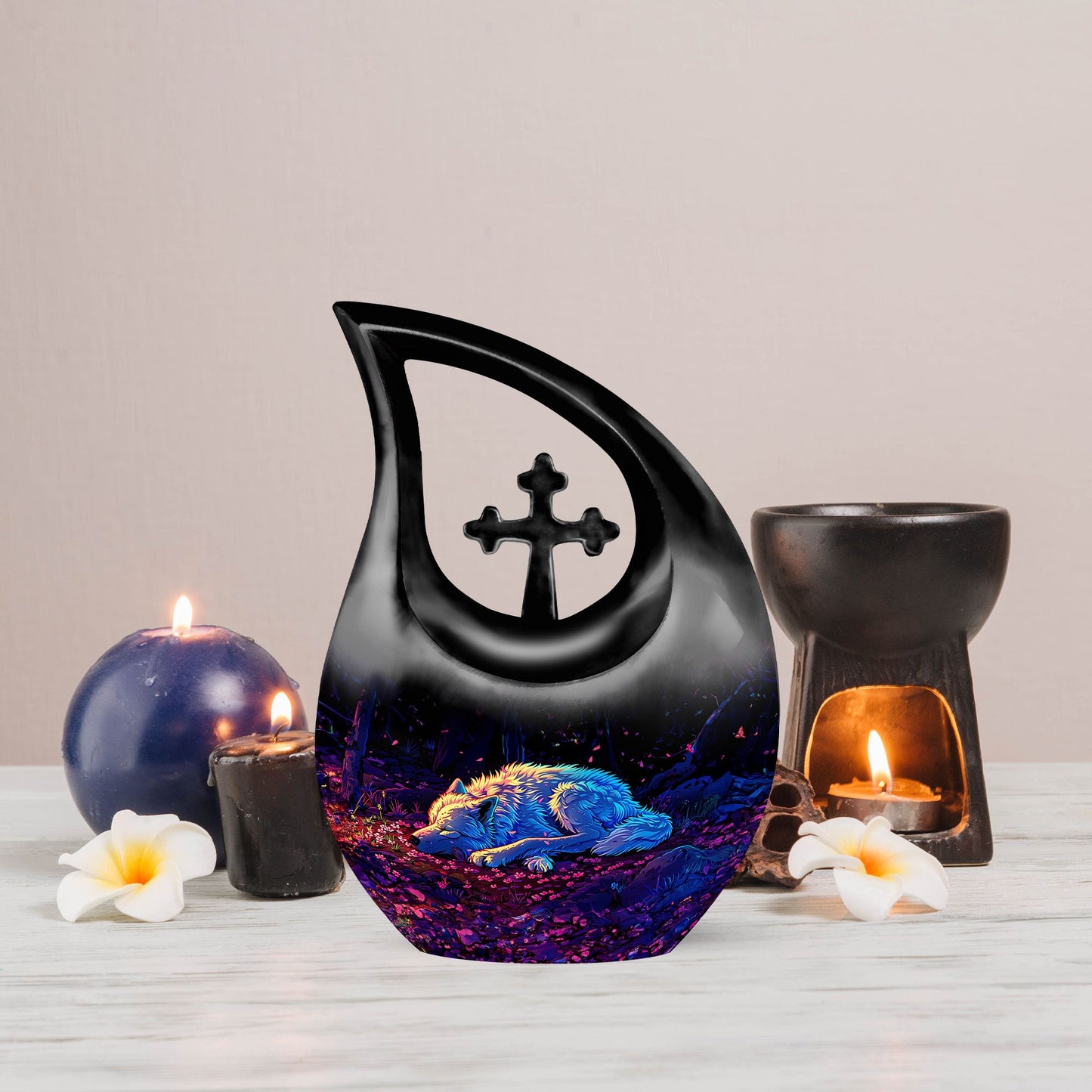 10-inch Cross Drop memorial urn for ashes
