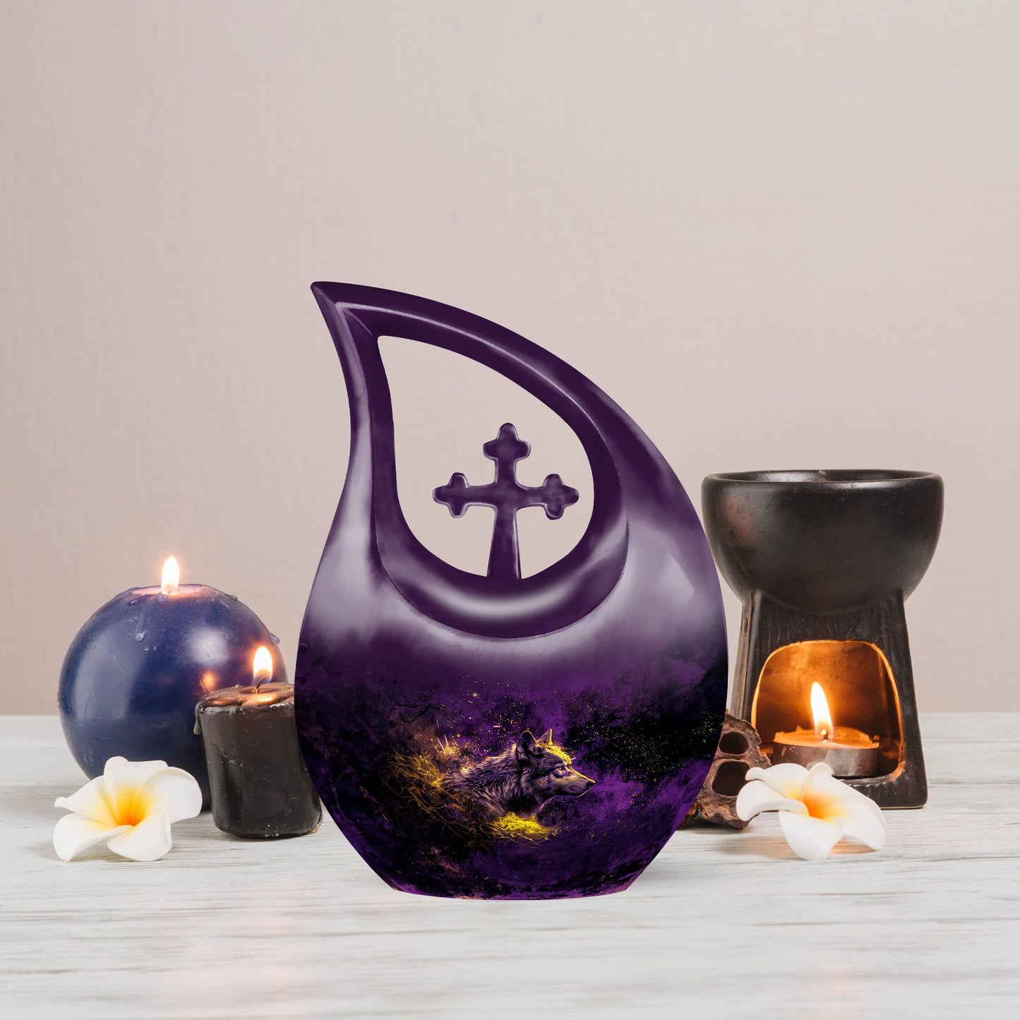 Wolf-themed urn