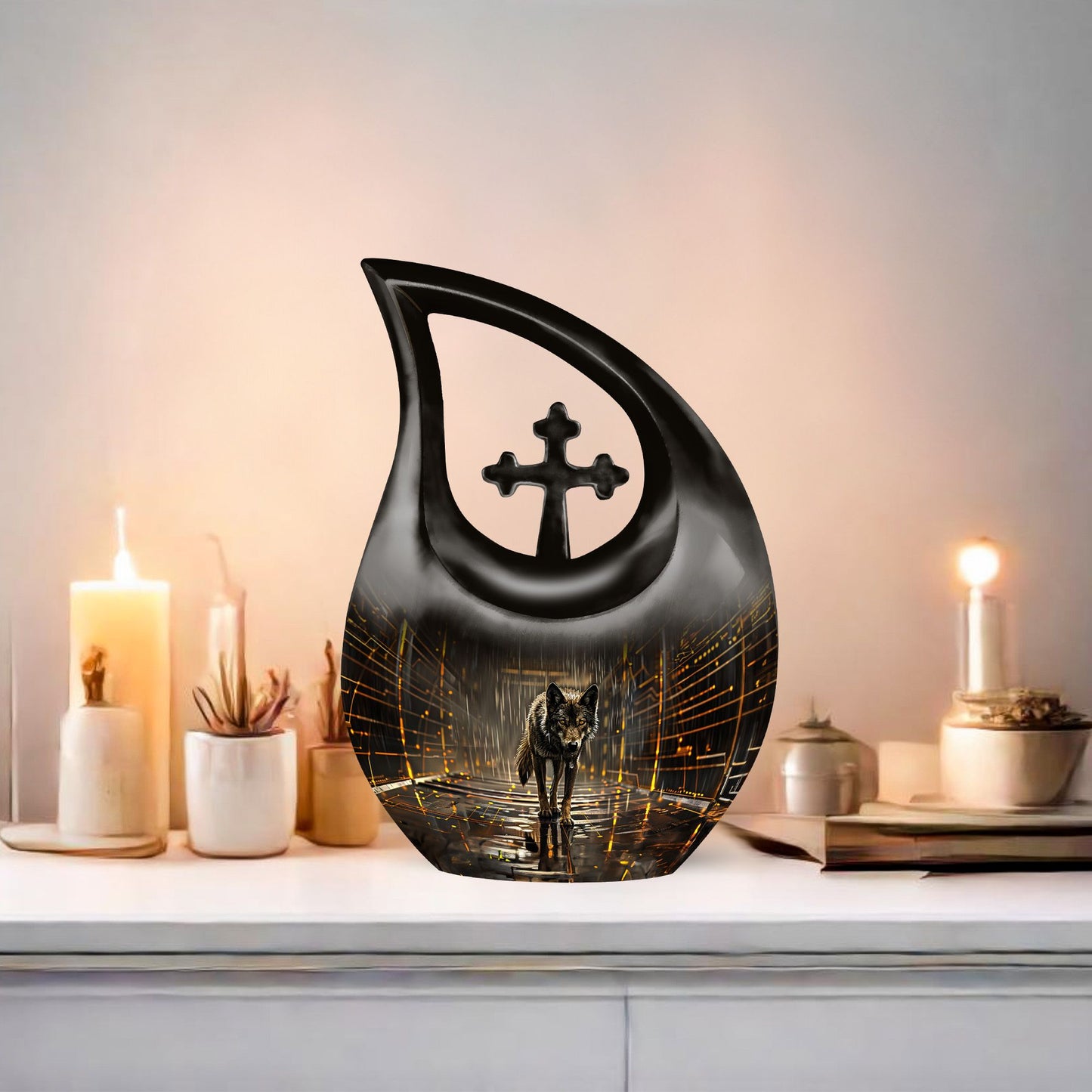 Aluminium Wolf Urn 