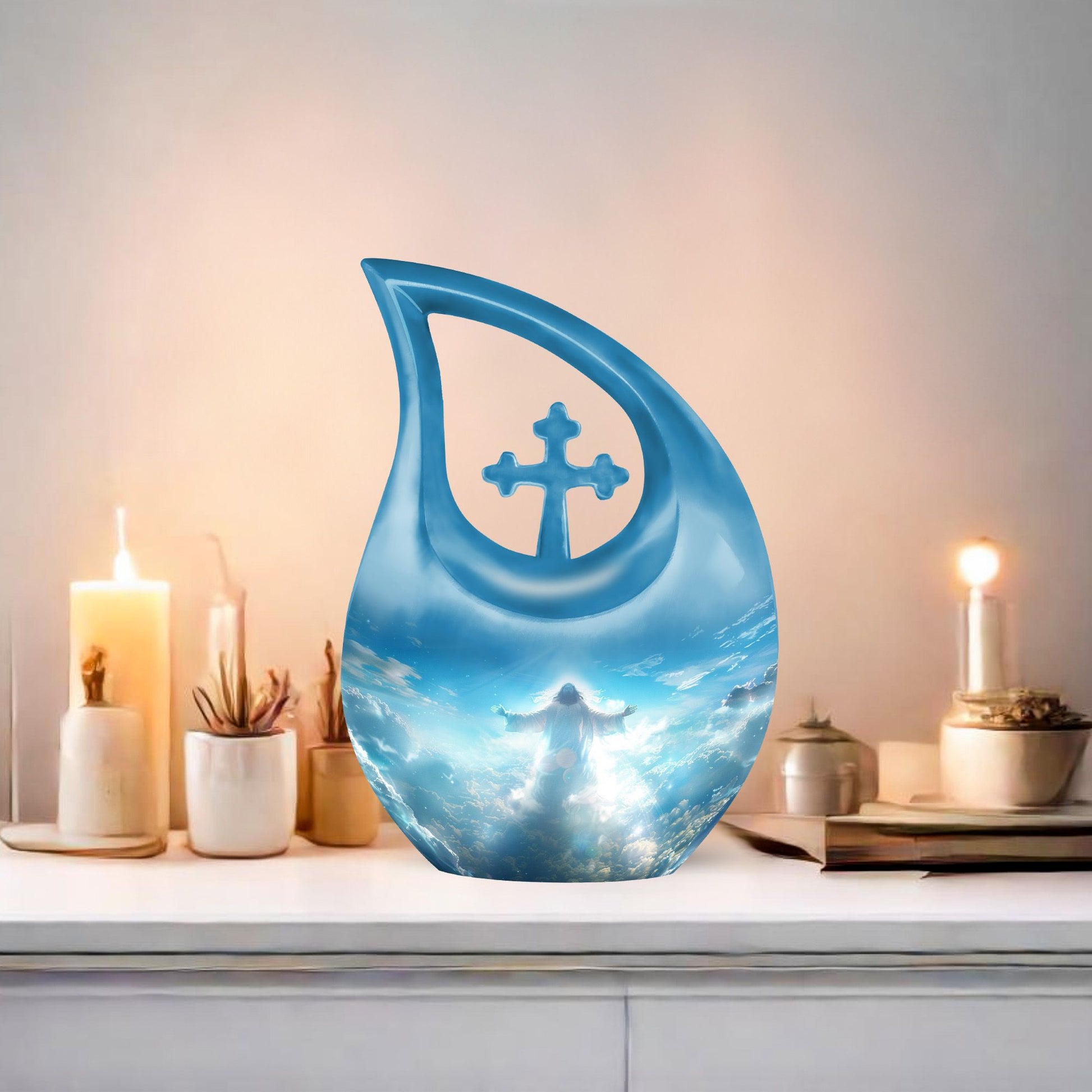 Jesus-themed Cross Drop Memorial Urn