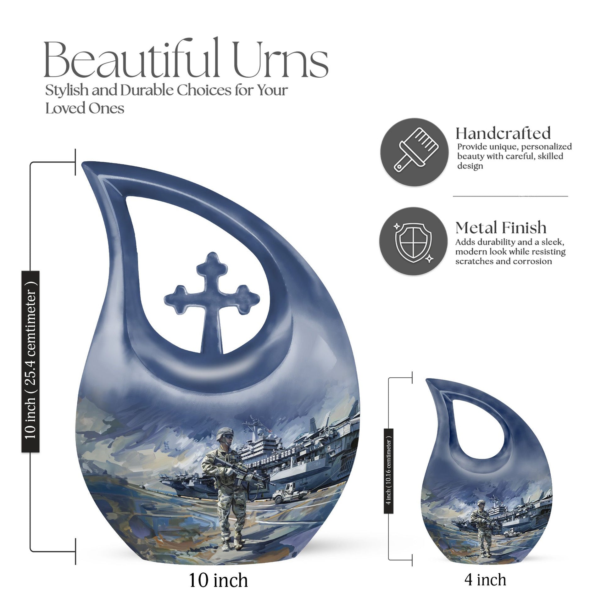 Military Cross Drop Urn for Human Ashes