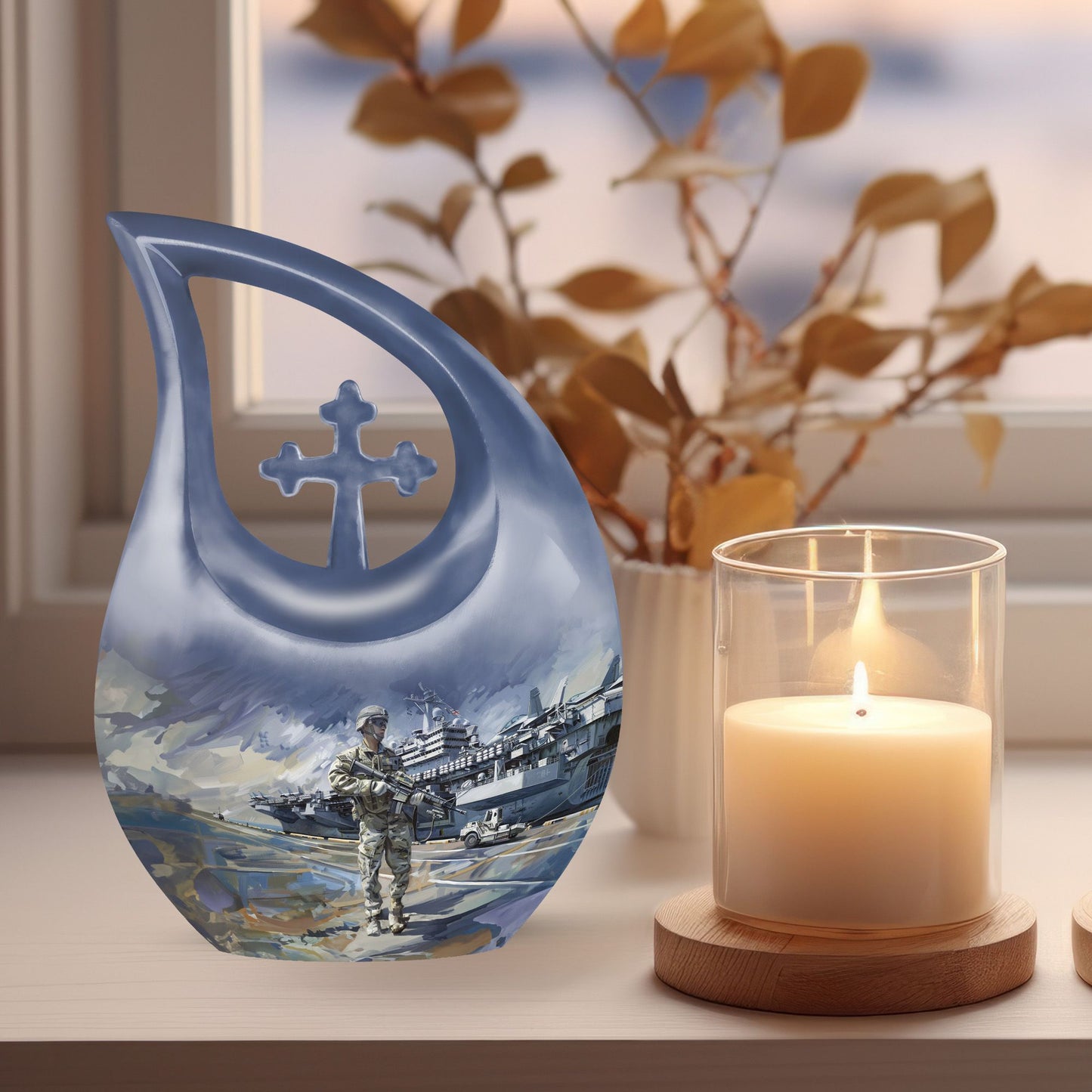 Military Cross Drop Urn for Human Ashes