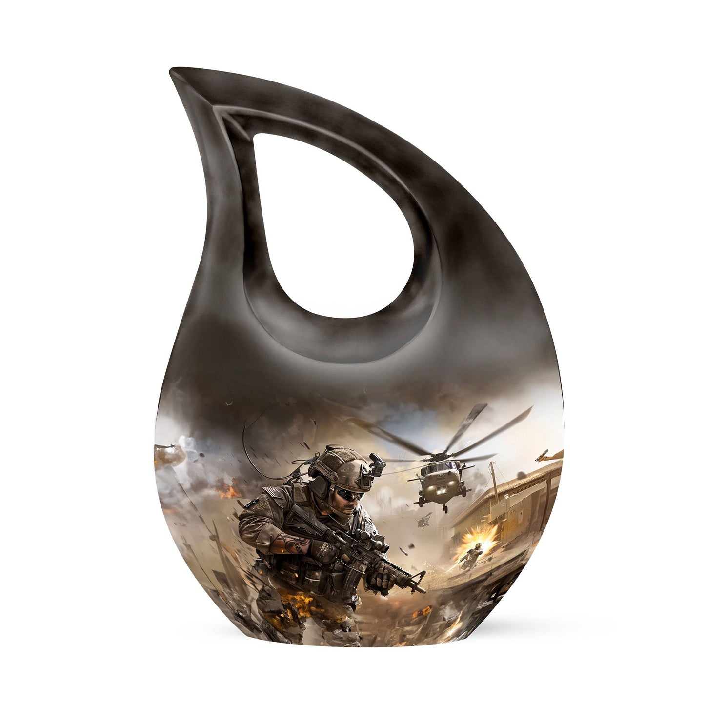 Personalized Military Memorial Urn for Women - 10-inch, 200 cu in - Yatskia