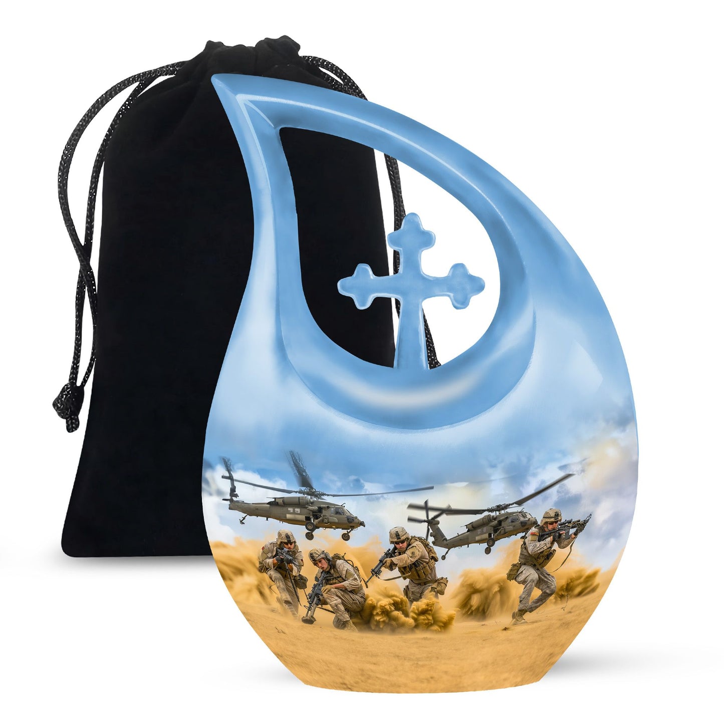 Personalized Military Keepsake Urn for Human Ashes - 10-inch, 200 cu in - Yatskia