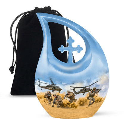 Personalized Military Keepsake Urn for Human Ashes - 10-inch, 200 cu in - Yatskia