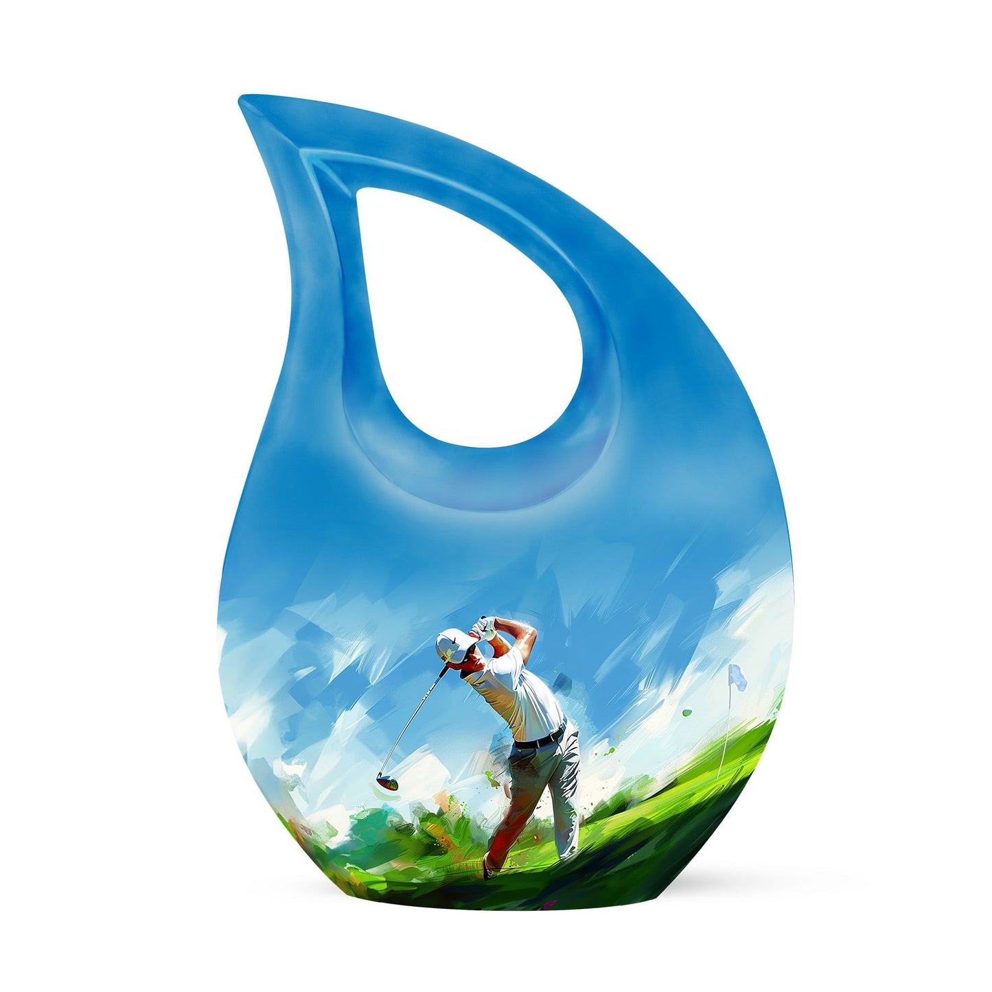 10-inch Golf Themed Cross Drop Urn for Mom