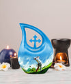 10-inch Golf Themed Cross Drop Urn for Mom