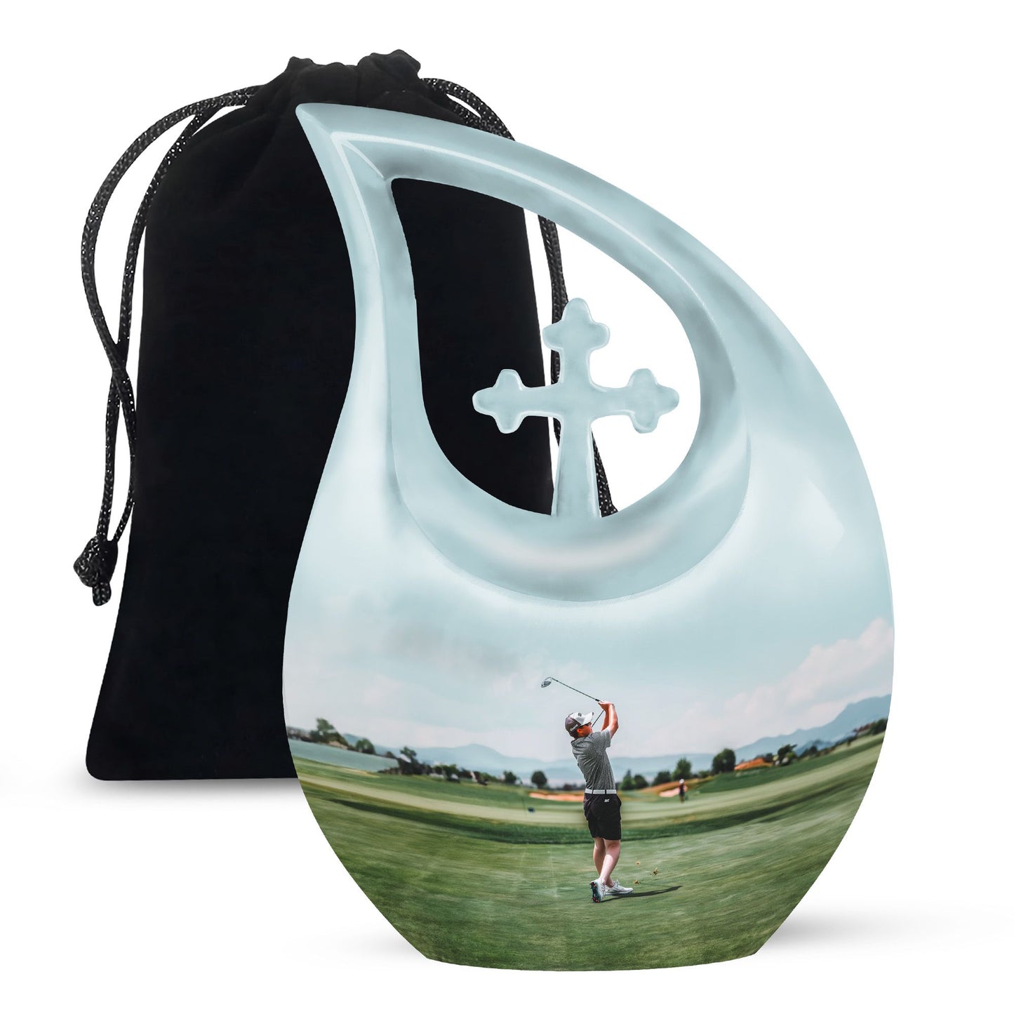 Personalized Golf Memorial Urn for Human Ashes - 10-inch, 200 cu in - Yatskia