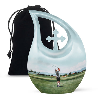 Personalized Golf Memorial Urn for Human Ashes - 10-inch, 200 cu in - Yatskia