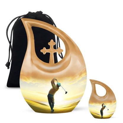 Personalized Golf Memorial Urn for Human Ashes - 10-inch, 200 cu in - Yatskia