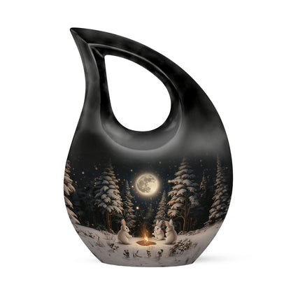 White Personalized Galaxy Cremation Urn for Human Ashes - 10-inch, 200 cu in - Yatskia
