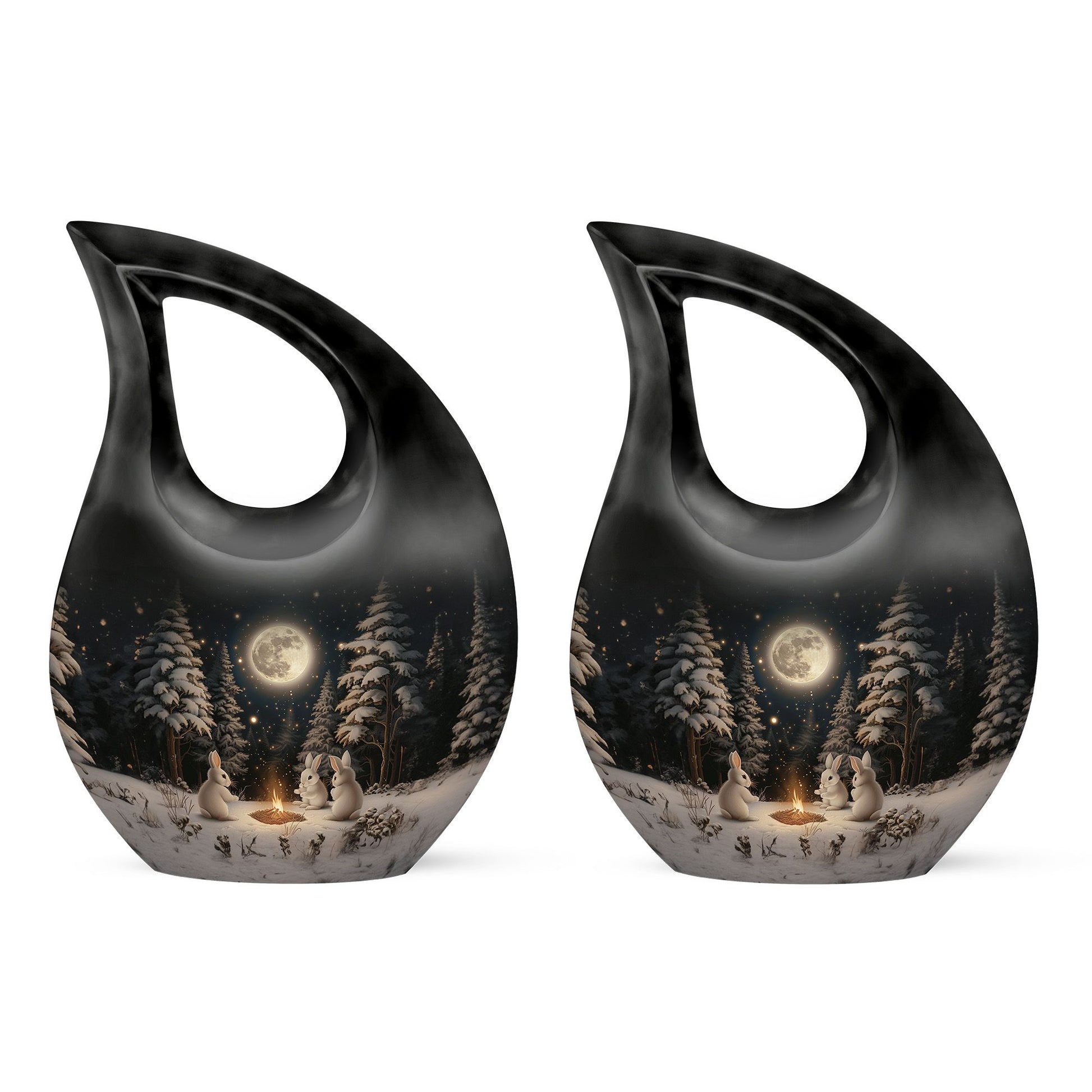 White Bunny Moon Urn For Ashes Adult Female Funeral, Ashes Urn