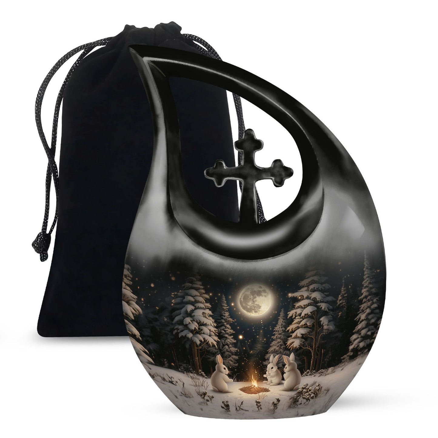 White Personalized Galaxy Cremation Urn for Human Ashes - 10-inch, 200 cu in - Yatskia