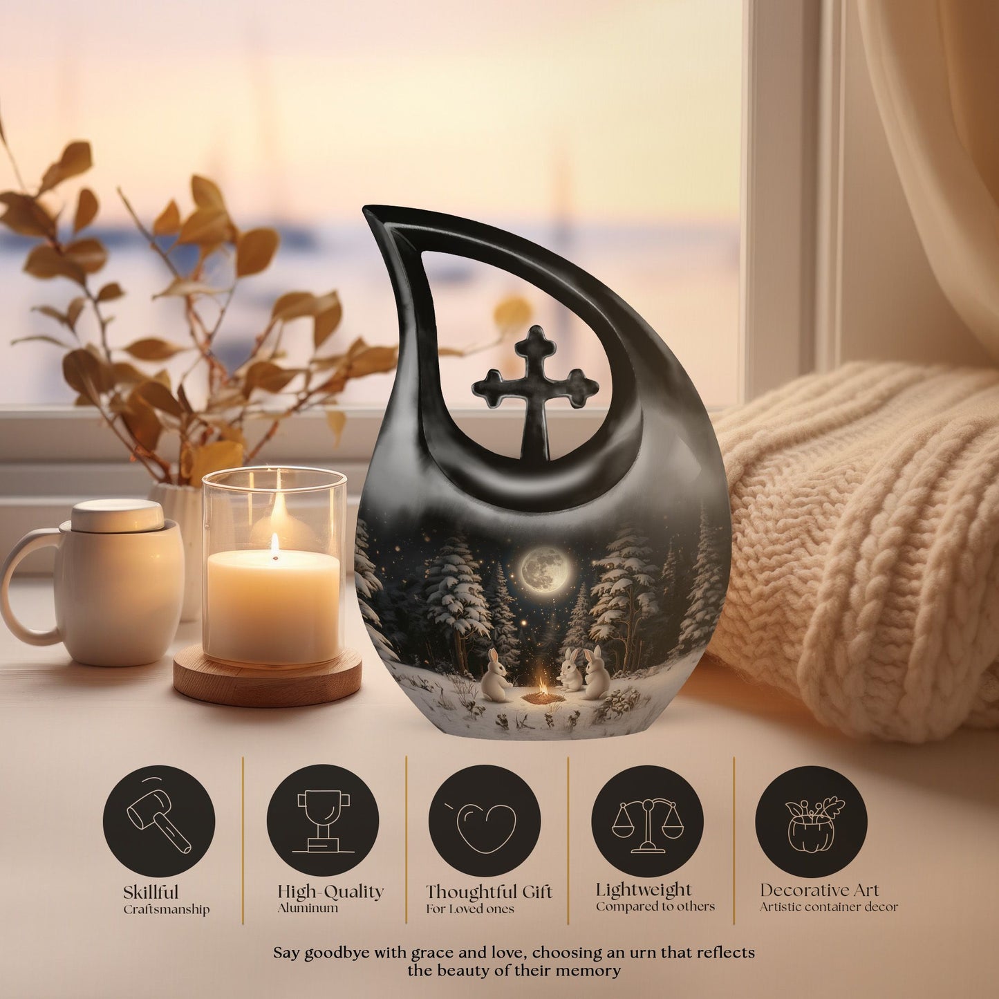 White Bunny Moon Urn