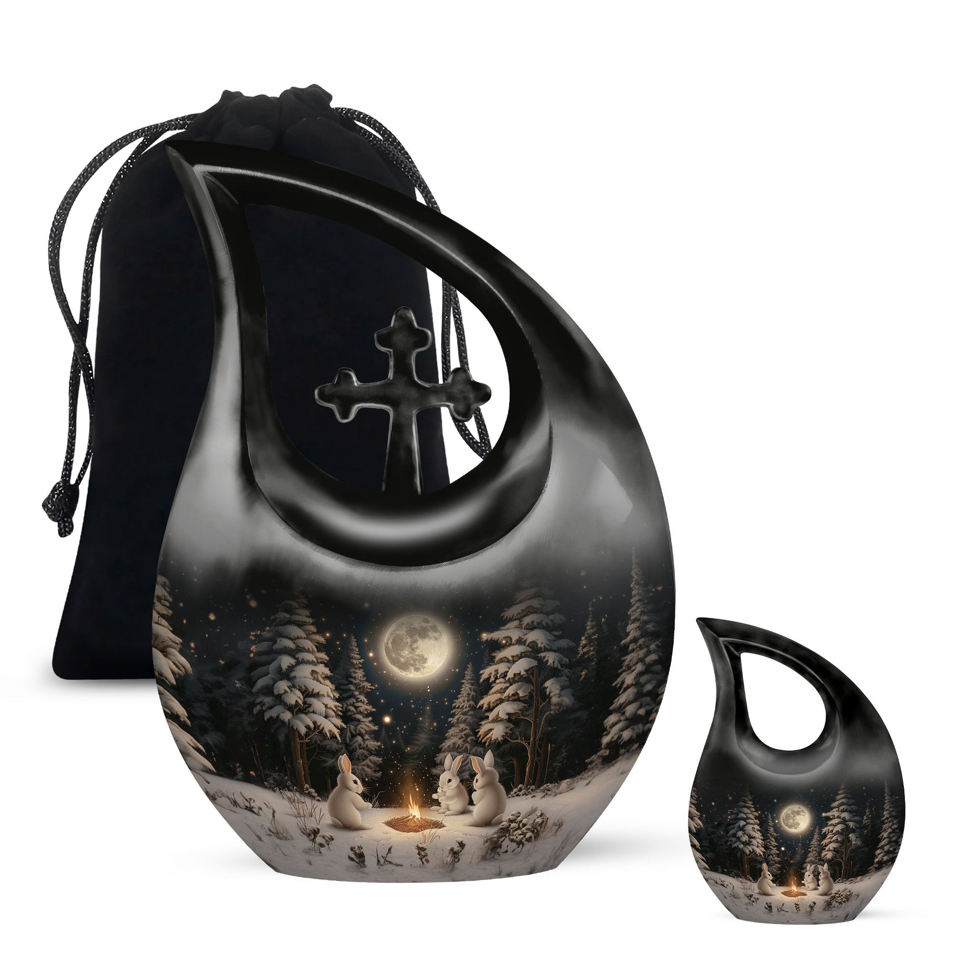 White Bunny Moon Urn For Ashes Adult Female Funeral, Ashes Urn