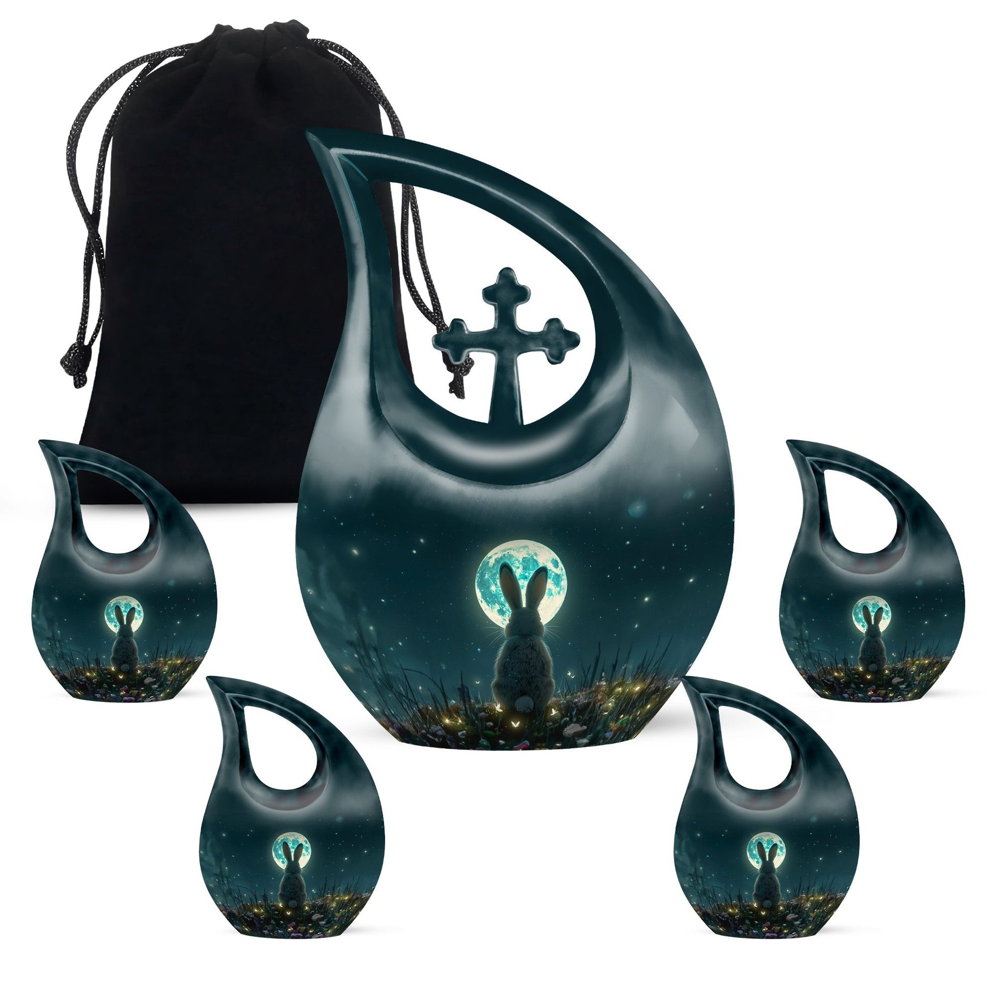 White Bunny Moon Small Urns For Ashes Large Funeral, Ashes Urn