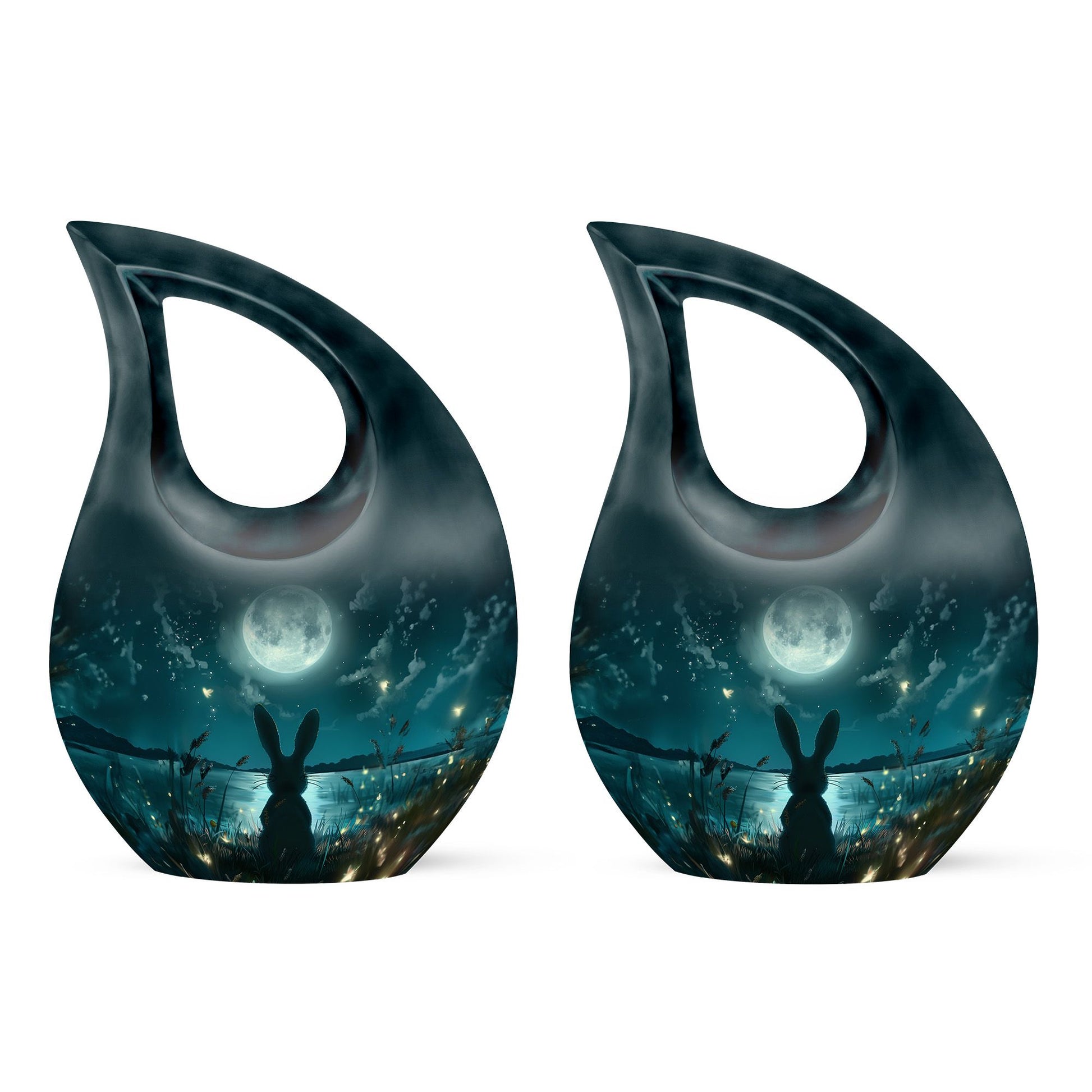 White Bunny Moon Funeral Urn For Adults Funeral, Ashes Urn For Ashes