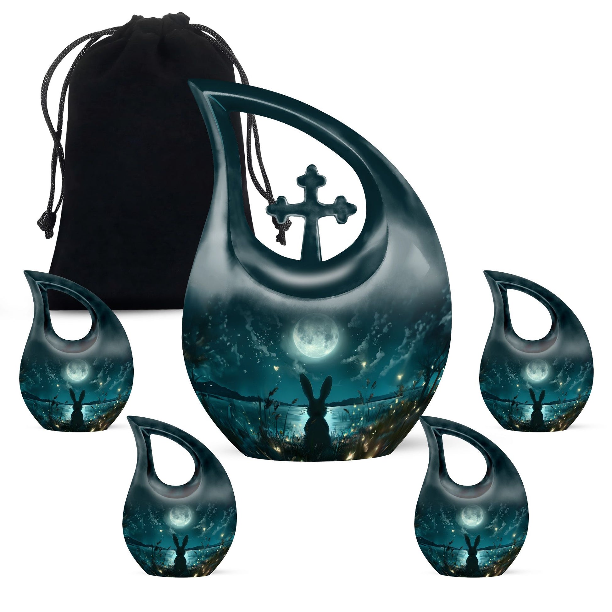 White Bunny Moon Funeral Urn For Adults Funeral, Ashes Urn For Ashes