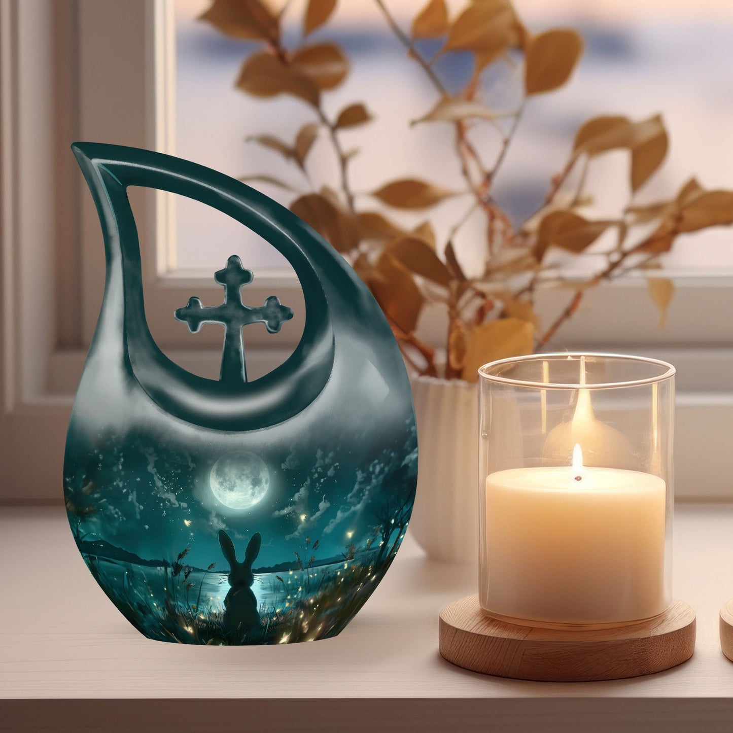White Bunny Moon Urn
