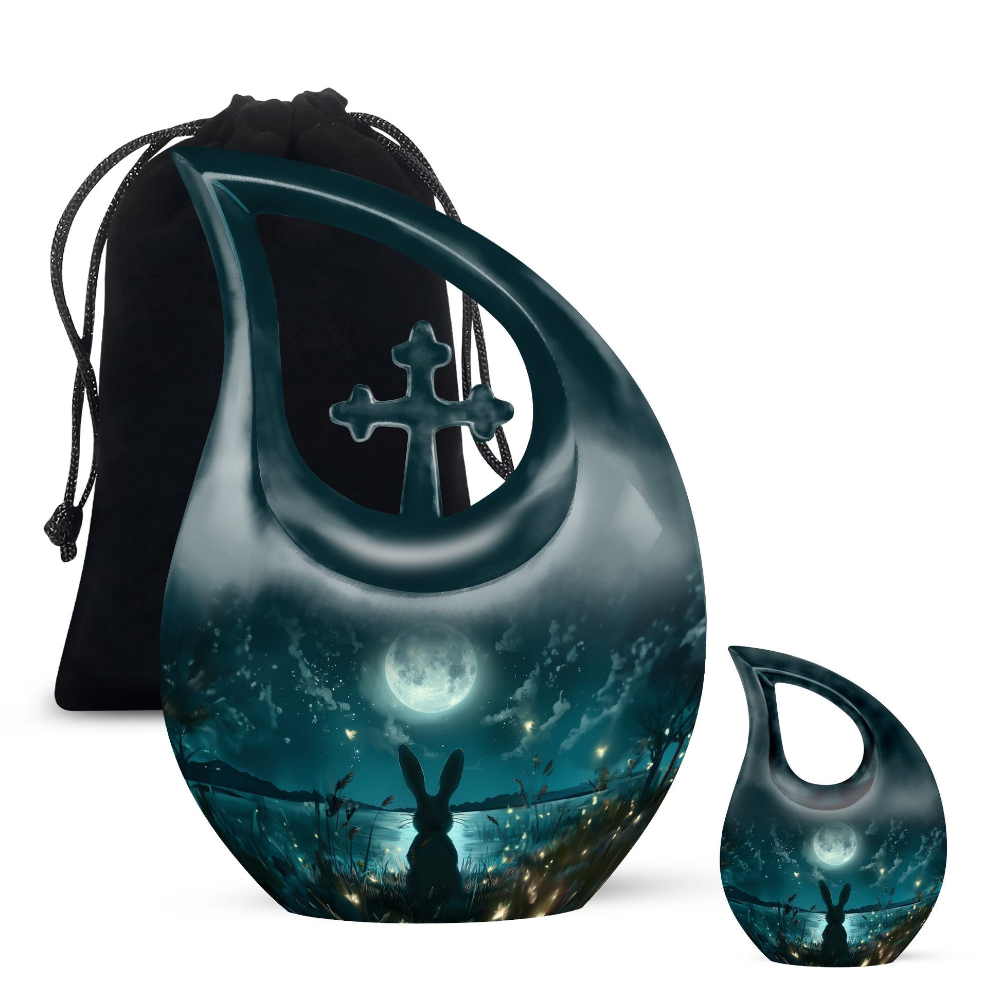 White Bunny Moon Funeral Urn For Adults Funeral, Ashes Urn For Ashes