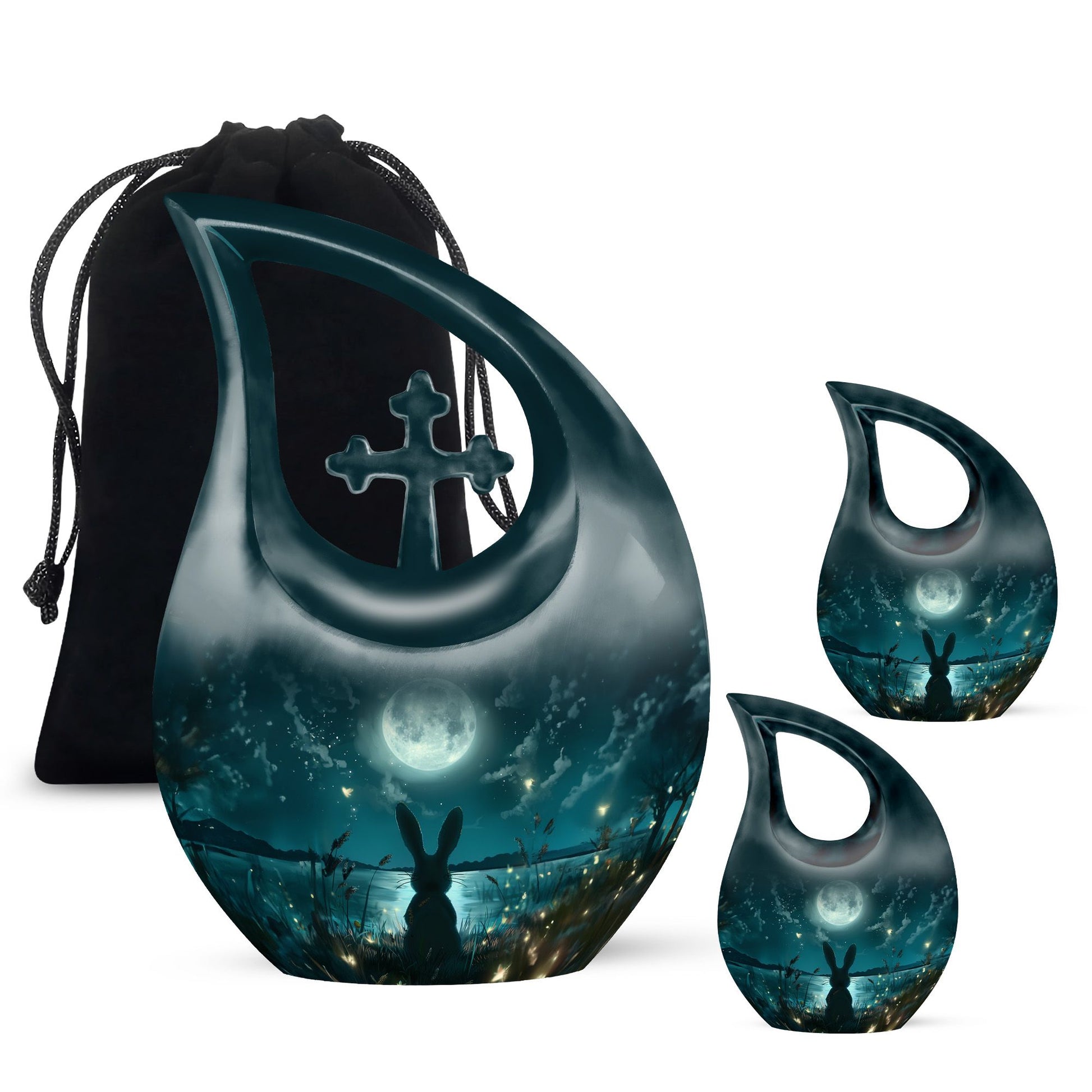 White Bunny Moon Funeral Urn For Adults Funeral, Ashes Urn For Ashes