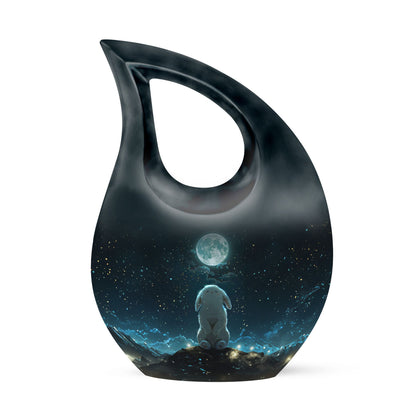 White Personalized Galaxy Cremation Urn for Women - 10-inch, 200 cu in - Yatskia
