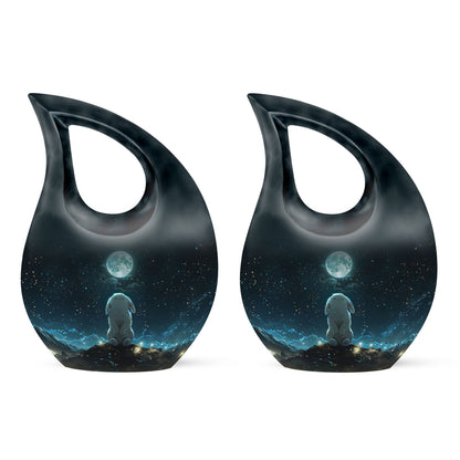 White Personalized Galaxy Cremation Urn for Women - 10-inch, 200 cu in - Yatskia