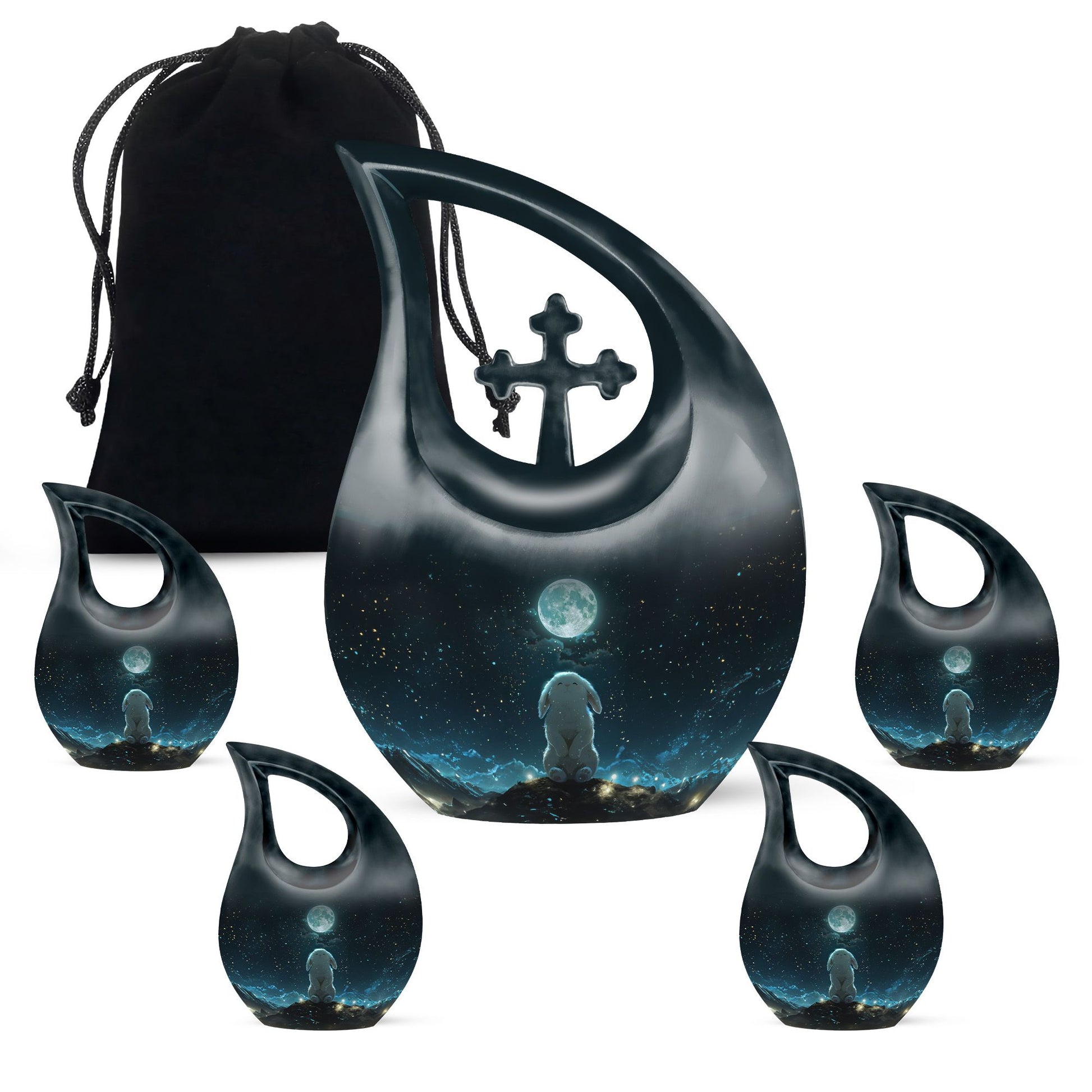 White Bunny Moon Women Funeral - Cremation Urns For Ashes For Women